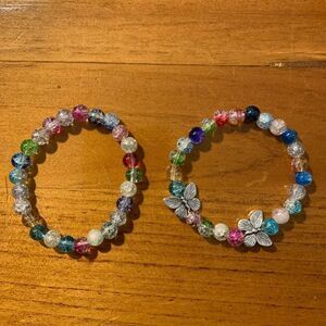Handmade beaded stretch bracelet set butterfly